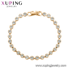 75322 Xuping elegante joyería de las señoras de piedras preciosas artificiales 18k pulsera chapada en oro